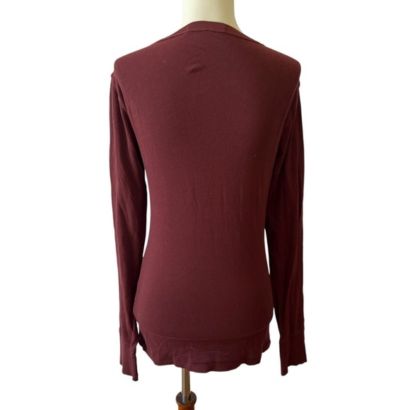 CROWN JEWEL LS TEE SHIRT M CASUAL SOFT STRETCHY CREWNECK PULL ON BURGUNDY - Picture 4 of 11